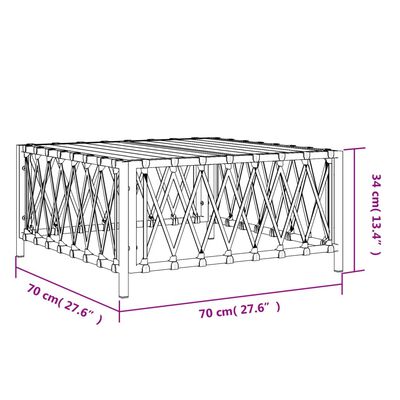 vidaXL dārza galds, 70x70x34 cm, austs audums, balts