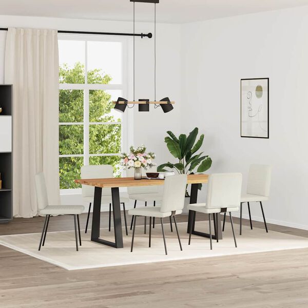 vidaXL virtuves krēsli, 6 gab., krēmkrāsas samts