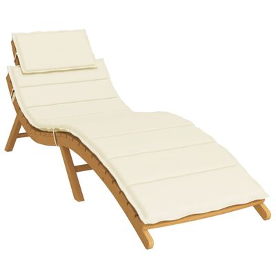 vidaXL sauļošanās krēsla matracis, 186x58x3 cm, audums, krēmkrāsas