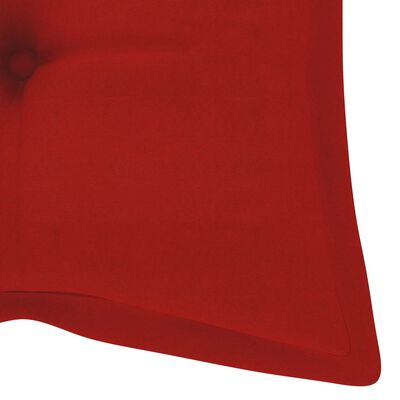 vidaXL šūpoļsols ar sarkanu spilvenu, 120 cm, masīvs tīkkoks