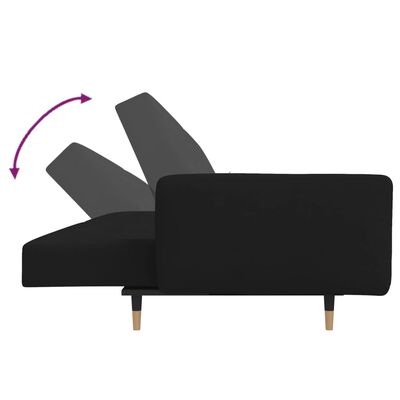 vidaXL 2-vietīga dīvāngulta ar diviem spilveniem, melns samts