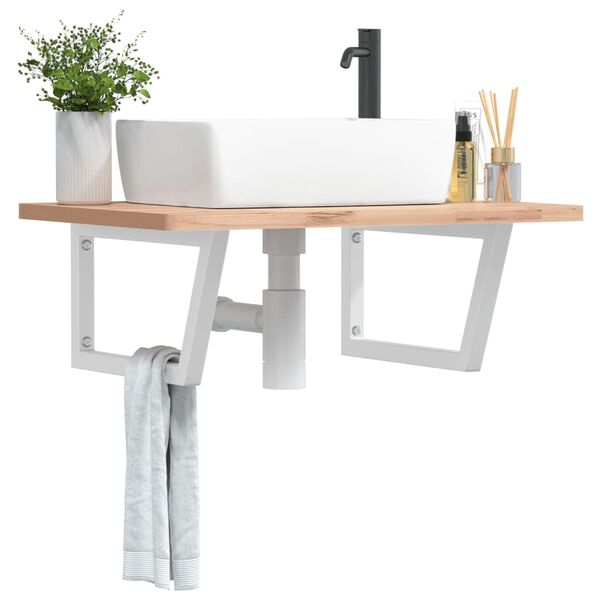 vidaXL plauktu kron&scaron;teini izlietnei, 2 gb., balti, trapeces, tērauds