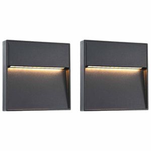 vidaXL āra sienas LED lampas, 2 gab., 3 W, melnas, kvadrāta forma