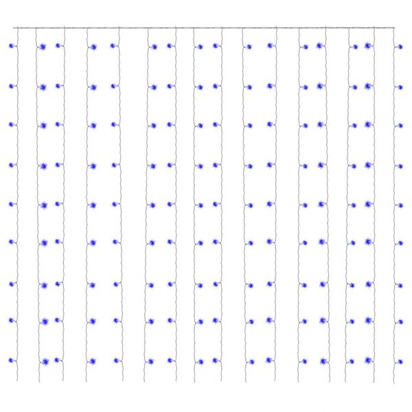 vidaXL LED lampiņu aizkars, 3x3 m, 300 LED, zils, 8 funkcijas