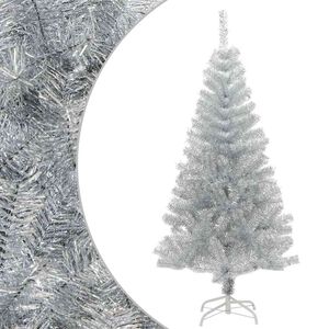 vidaXL mākslīgā Ziemassvētku egle ar statīvu, 150 cm, sudrabaina, PET