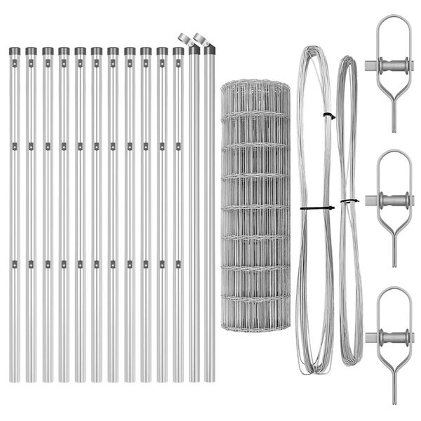 vidaXL Žogs ar stabu Sudraba 0,6 x 25 m Tērauds un PVC