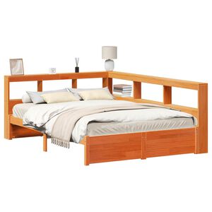 vidaXL Grāmatu plaukta gulta 2 gab. Vaks brūns 200 x 150 cm