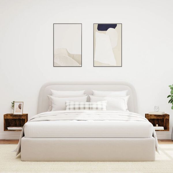 vidaXL sienas naktsskapī&scaron;i ar LED, 2 gab., ozola krāsa