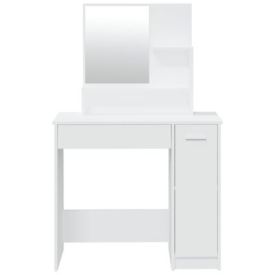 vidaXL galdiņš ar spoguli, balts, 86,5x35x136 cm