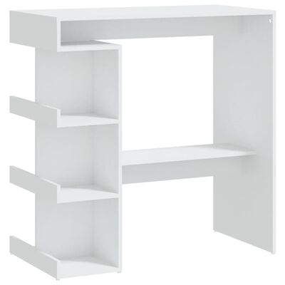 vidaXL bāra galds ar plauktu, balts, 100x50x101,5 cm, skaidu plāksne