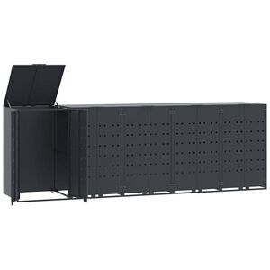 vidaXL atkritumu tvertņu novietne, pelēka, 345x79x117 cm, tērauds