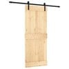 vidaXL Slīdo&scaron;ās durvis Dabiska un melna 85 x 210 cm Cieta priedes koks