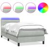 vidaXL atsperu gulta ar matraci, LED, Gai&scaron;i pelēks 100x220 cm samts