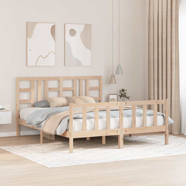 vidaXL gulta bez matrača, 160x200 cm, priedes masīvkoks