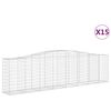 vidaXL arkveida gabiona grozi, 15gb., 400x50x100/120cm, cinkota dzelzs