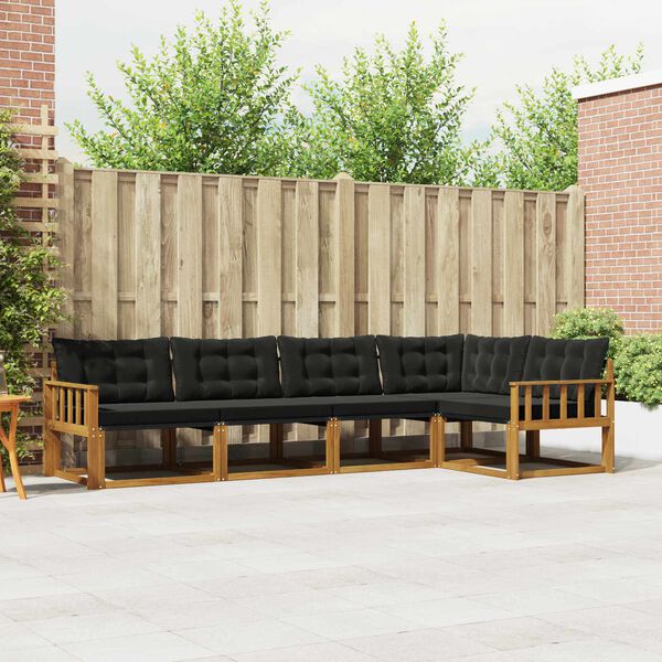 vidaXL Āra dīvānu komplekts ar spilvenu 5 pcs Dabīgs un melns