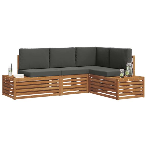 vidaXL Āra dīvānu komplekts ar spilvenu 4 Gabals Dabisks un antracīts