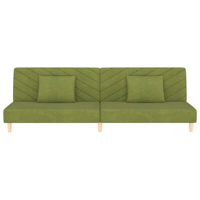 vidaXL 2-vietīga dīvāngulta ar diviem spilveniem, gaiši zaļš samts