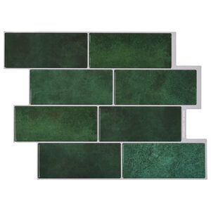 vidaXL Metro flīze 10 gab. Tum&scaron;i zaļ&scaron; 29 x 21 cm Poliuretāns un PET