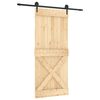 vidaXL Slīdo&scaron;ās durvis Dabiska un melna 90 x 210 cm Cieta priedes koks