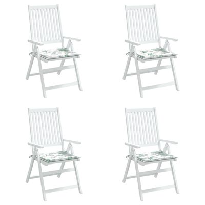 vidaXL dārza krēslu matrači, 4 gab., 40x40x3 cm, audums, lapu apdruka