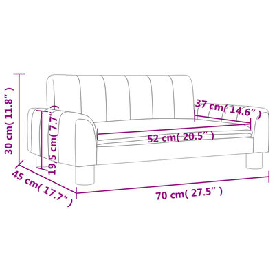 vidaXL bērnu dīvāns, gaiši pelēks, 70x45x30 cm, audums