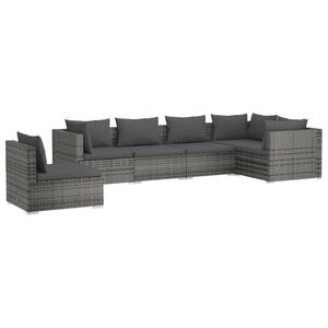 vidaXL 6-daļīgs dārza atpūtas mēbeļu komplekts, pelēka PE rotangpalma