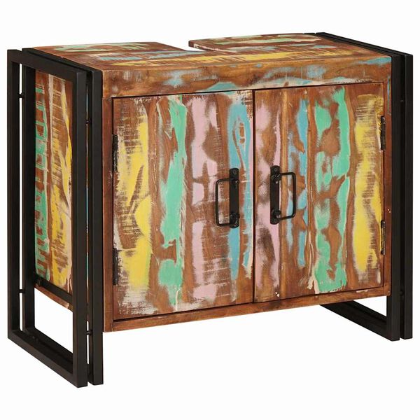 vidaXL Izlietnes skapītis Daudzkrāsains Cietais atjaunotais koks