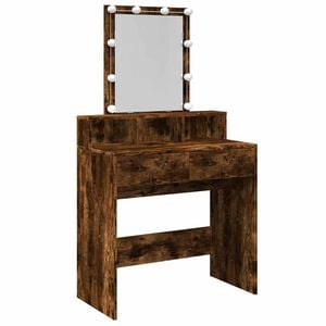 vidaXL spoguļgaldiņ&scaron; ar LED, ozolkoka krāsa, 80x41x144,5 cm