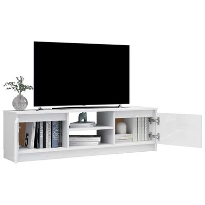 vidaXL TV skapītis, 120x30x35,5 cm, spīdīgi balts, skaidu plāksne