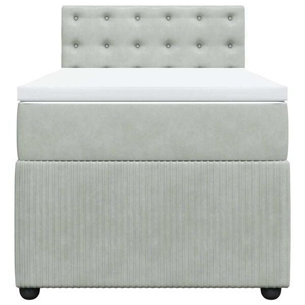 vidaXL atsperu gulta ar matraci, gai&scaron;i pelēka samts, 80x200 cm