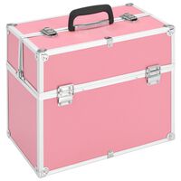 vidaXL kosmētikas koferis, 38x23x34 cm, alumīnijs, rozā