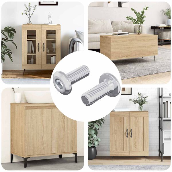 vidaXL Galvas bloķē&scaron;anas skrūve 2 pcs Sudraba M6 x 15 mm Tērauds