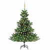 vidaXL mākslīgā Kaukāza baltegle ar LED un rotājumiem, zaļa, 180 cm