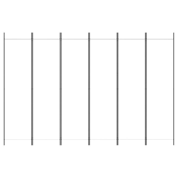 vidaXL 6 paneļu istabas aizslietnis, balts, 300x200 cm, audums