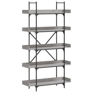vidaXL grāmatu plaukts, 5 līmeņi, pelēks, 100x33x180,5 cm, koks