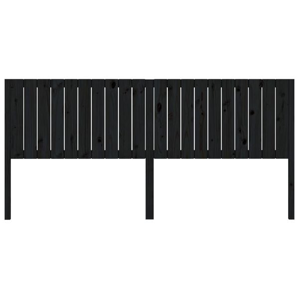 vidaXL gultas galvgalis, melns, 205,5x4x100 cm, priedes masīvkoks