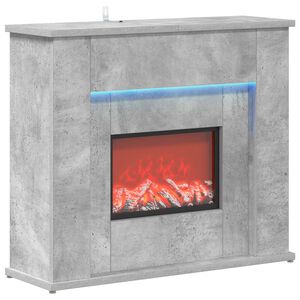 vidaXL Kamīns ar LED lenti Betona 63 x 20 x 54,5 cm Inženierijas koks