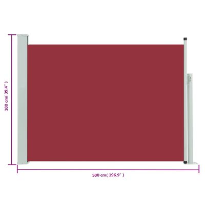 vidaXL izvelkama sānu markīze, sarkana, 100x500 cm