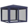 vidaXL svinību telts, ar 4 sieta sienām, 3x3 m, zila, HDPE