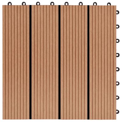 vidaXL terases flīzes, 11 gab., WPC, 30x30 cm, 1 m2, tīkkoka krāsā