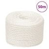 vidaXL darba virve, balta, 12 mm, 50 m, polipropilēns