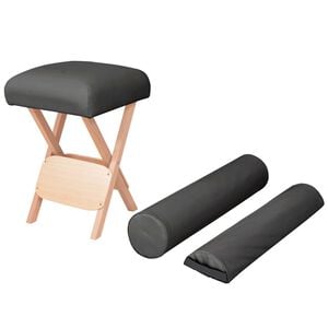 vidaXL saliekams masāžas krēsls, 12 cm biezs sēdeklis, 2 balsti, melns