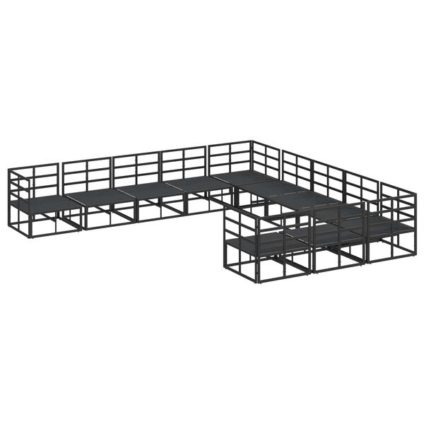 vidaXL Dārza dīvānu komplekts ar spilvenu 11 pcs Melna Alumīnijs