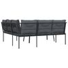 vidaXL dārza dīvāna komplekts ar spilveniem, melns tērauds, tekstilēns