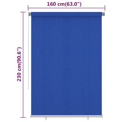 vidaXL āra ruļļu žalūzijas, 160x230 cm, zilas, HDPE