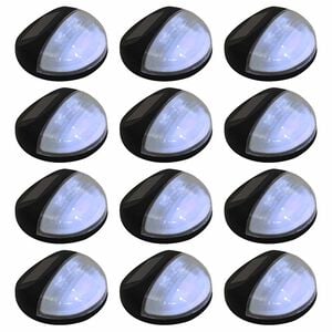 vidaXL āra solārās sienas lampas, 12 gab., LED, apaļas, melnas