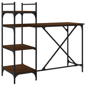 vidaXL datorgalds ar plauktiem, brūns, 120x47x109 cm