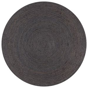 vidaXL paklājs, 150 cm, roku darbs, apaļ&scaron;, džuta, tum&scaron;i pelēks