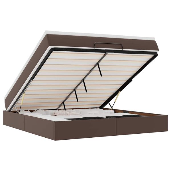 vidaXL Osmaņu gultas rāmis ar matrača brūns 160x200cm mākslīgā āda